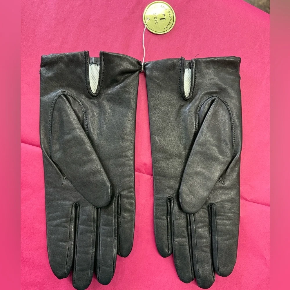 Maxmayer’s Cowhide Leather Gloves Black Lined Size L NWT Japan